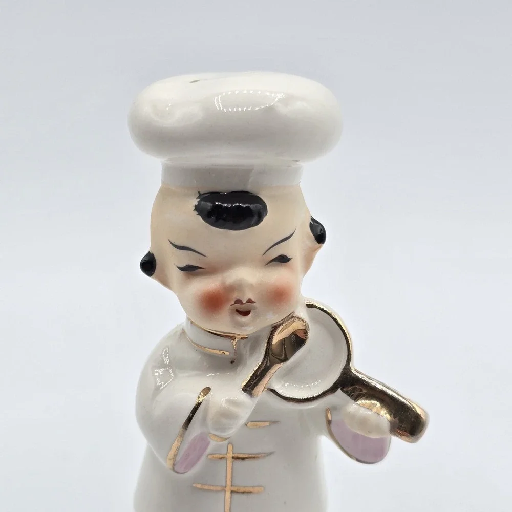 Vtg Chef Japan salt and pepper shakers Single Small Kitschy‎ Asian Chinese